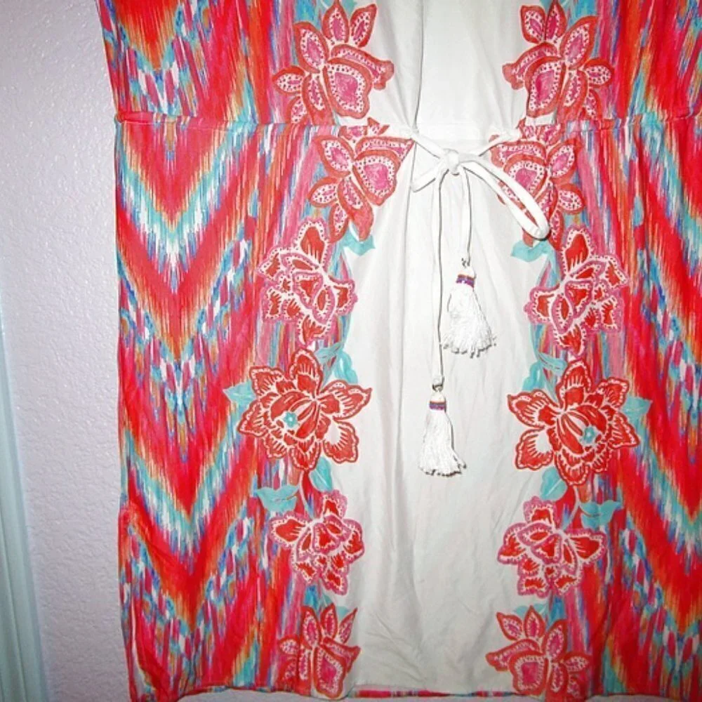 Coco Reef Beach Dress Size S Swim Cover Up Crochet Kimono Caftan Resortwear NEW
